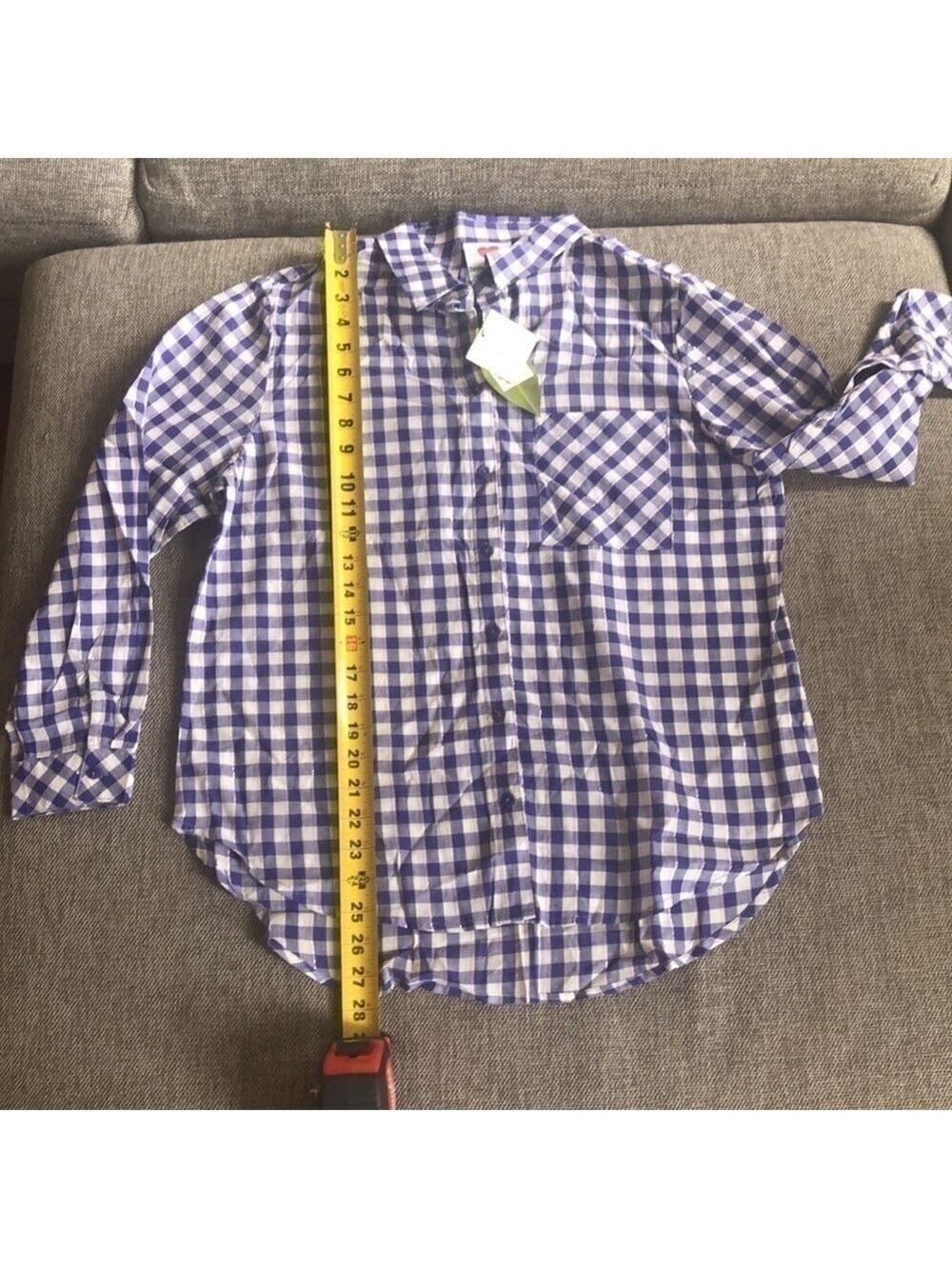 Hester And Orchard Gingham Checkered Button Down Shirt Blue White M - Picture 13 of 16